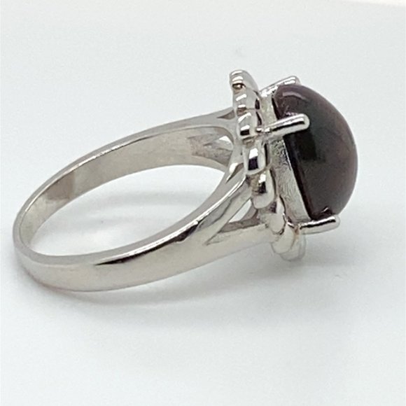 Black Opal 3.05ct Platinum Solid Silver Ring - Picture 3 of 5